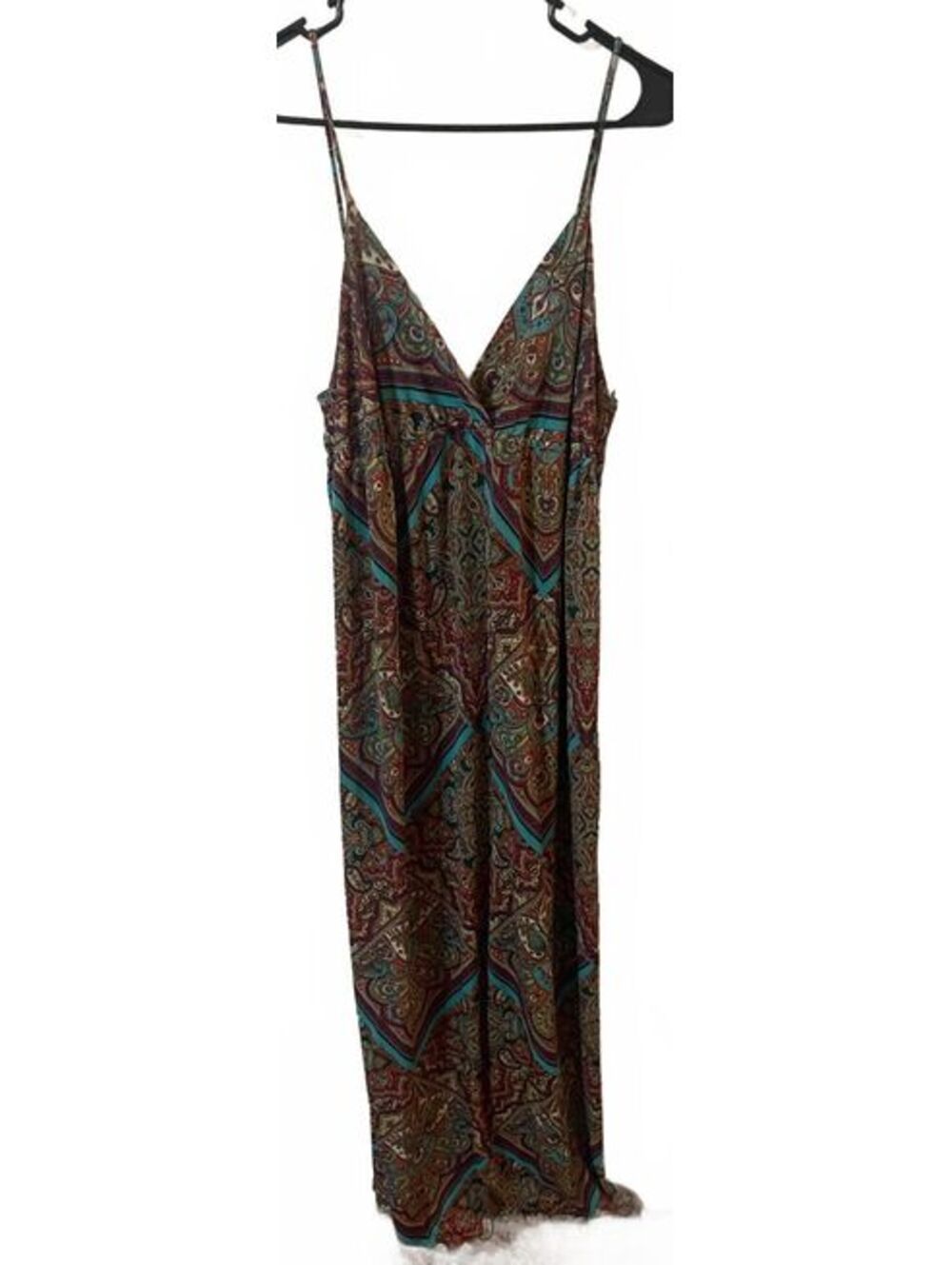 Rhapsody Boho Paisley Geometric Smocked Trim Dress-Large